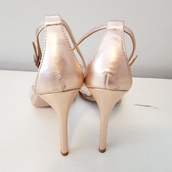 Charles David Cristal Strappy High Heels Rose Gold Metallic Women's Size 7.5 - Picture 8 of 15